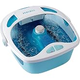 Homedics Shower Bliss Heated Foot Spa, Shower Massage Water Jets | Heat Boost, Pedicure Center with 3 Attachments Pumice Stone, Cleaning Brush, and Massage Roller, Toe-Touch Control