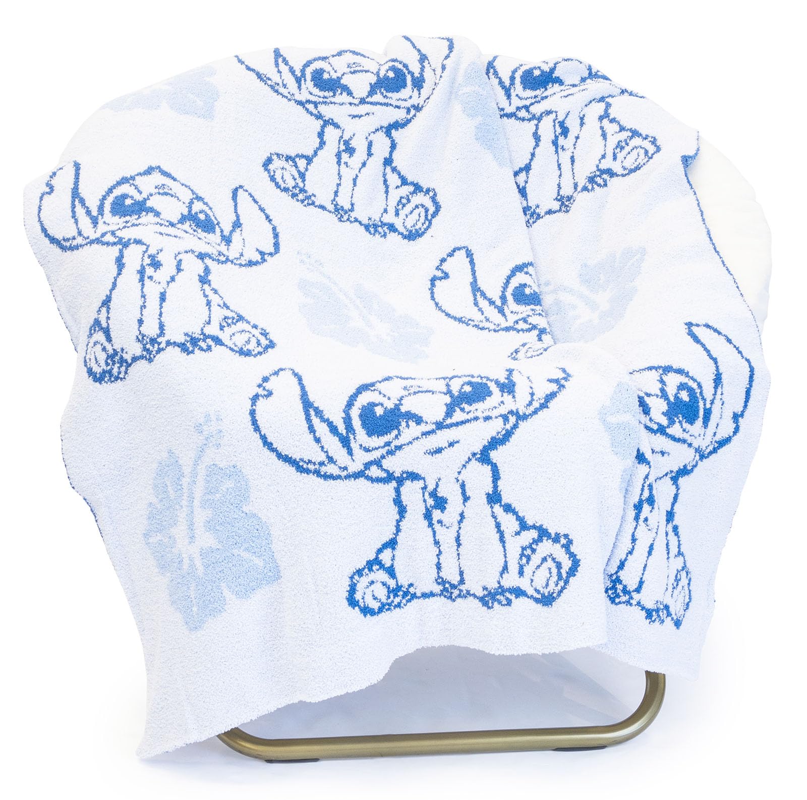 Photo 1 of Jay Franco Disney Lilo and Stitch Feather Knit Fluffy Throw Blanket - Blue Floral Fuzzy Blanket Measures 50 x 60 Inch | Super Soft Lightweight Bedding