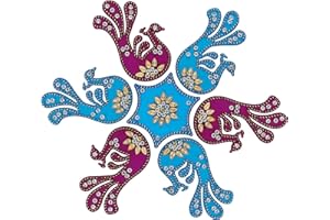 CHERKRAFT Diwali Acrylic Rangoli Stencils Handmade Rangoli Sticker Home Decor Floor Decorative Stones (Design 4)