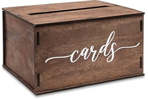 HEATHER & WILLOW Wooden Wedding Card Box with Slot & Lid | Graduation Card Box | Rustic Vintage Decorations for Reception for Wedding Registry Gifts, Honeymoon Funds & Money | Baby & Bridal Shower - Standard Size