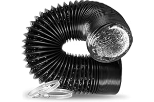 HealSmart Dryer Vent Hose, 6" Insulated Flexible 25FT Long Duct with 2 Clamps, Heavy-Duty Three-Layer Protection for Heating Cooling HVAC Ventilation, Black