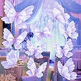 10 Pcs Large Butterfly Party Decorations Mariposas Grandes para Decoracion Big Butterfly Party Decor 20 Inch 12 Inch 3D Silk Floating Butterflies for Baby Shower Women Birthday Wedding Decor(Purple)