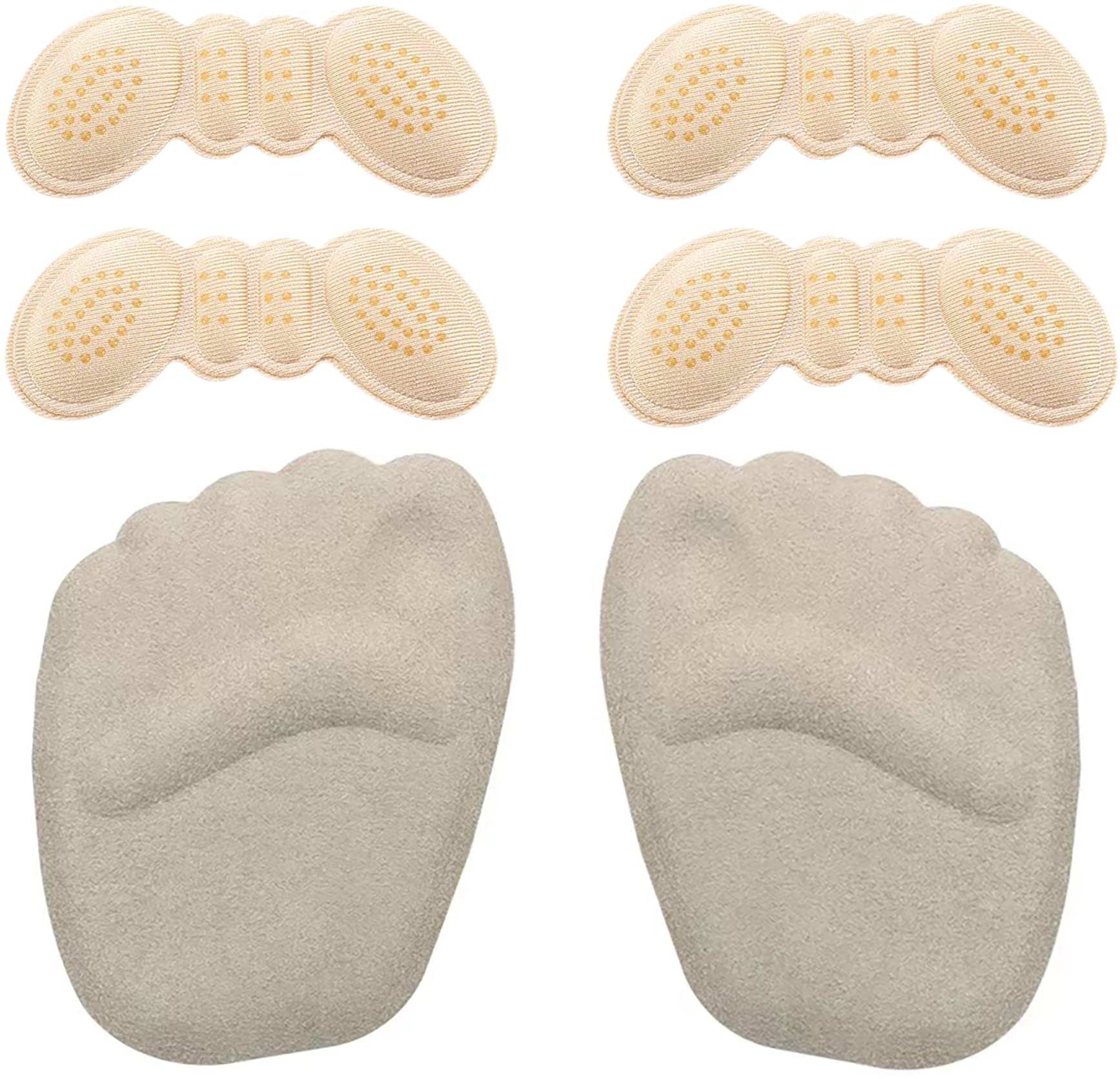 Heel Grip, Gel Insole, Anti-Slip Insole, Padded Insert, Prevent Women's Shoes from Too Big Heel, Blister Foot Care Kit, Pain Relief (Beige)