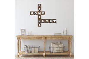 TenXVI Designs Large Rustic Crossword Tiles for Wall Decor - Big Decorative Square Wooden Letters for Wall Art, Farmhouse Kitchens, Living Rooms, Bedrooms - 5" x 5"