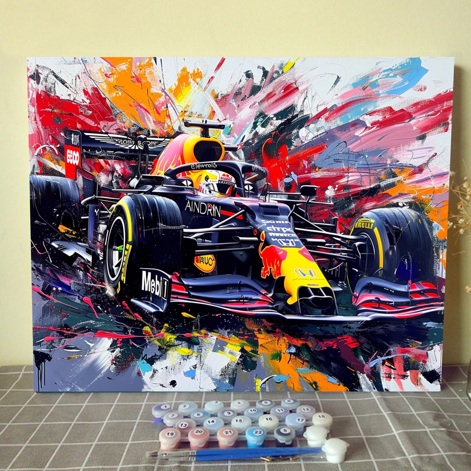 Photo 1 of Aihonmin Racing Car Paint by Numbers,Car Lovers Paint by Numbers for Adults Beginner,Paint by Number Kits DIY Graffiti Street Oil Painting Acrylic Set Gift Home Decor Without Framed 16''W x 20''H
