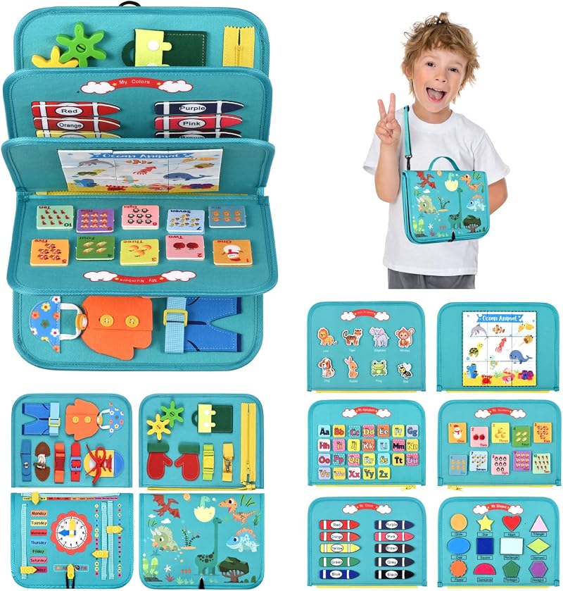VISATOR Busy Board Montessori Toys for 3-8 Year Olds Sensory Learning