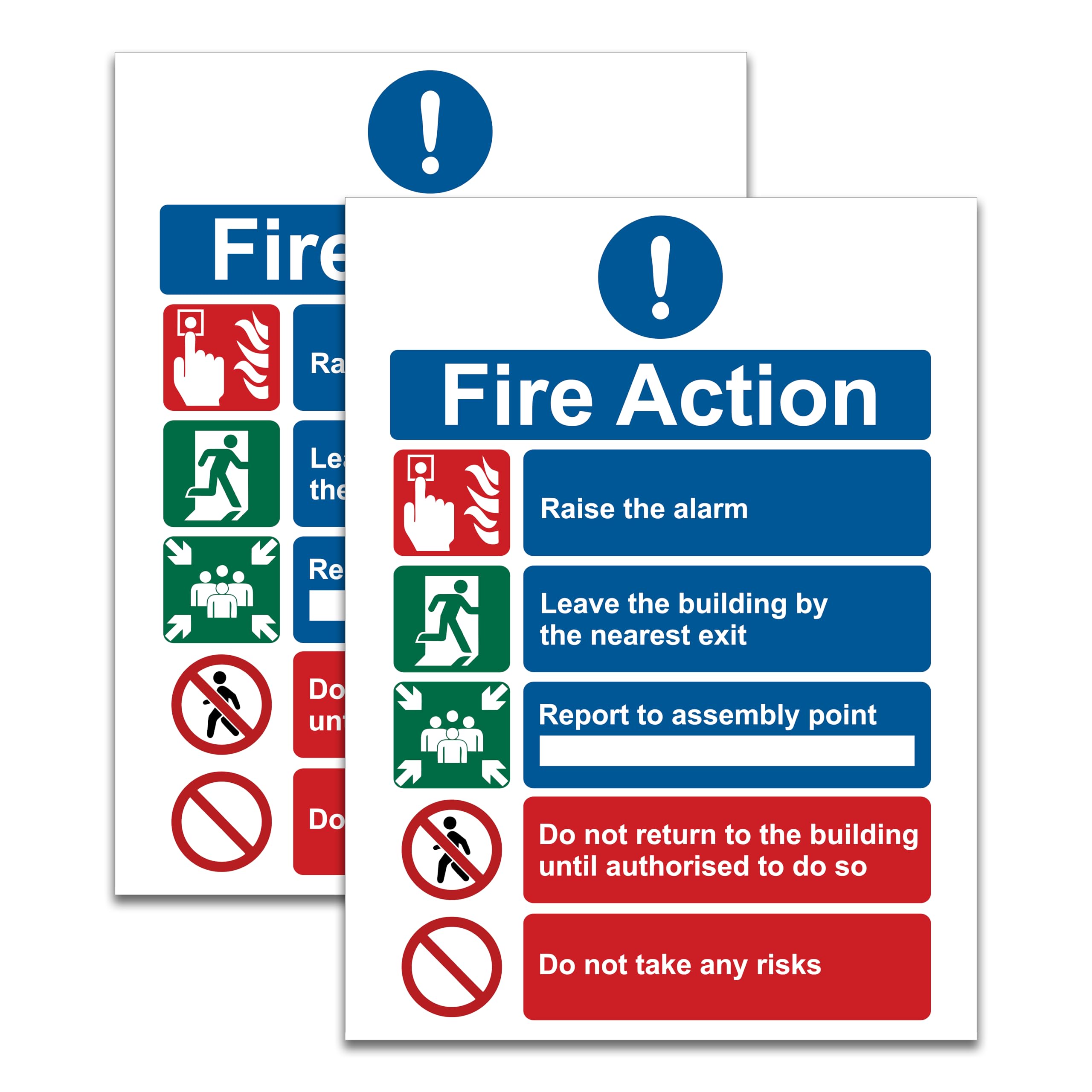 Stcky Rigid Plastic Fire Action Notice Sign - 15 x 20 cm Ideal Sized Fire Safety Signs, 2mm Acrylic is used for Fire Action Sign [Pack of 2]
