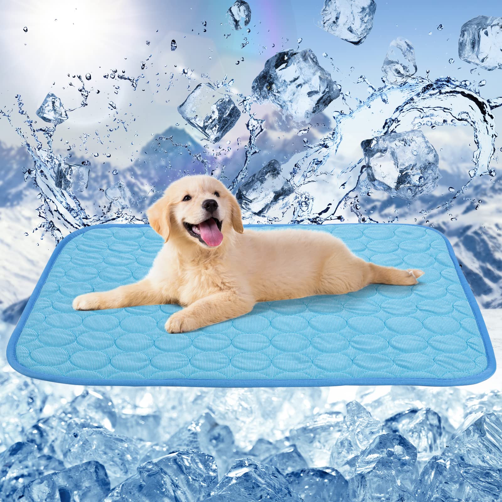 ANWA Reusable Dog Cooling Mat Medium 62x50cm, Easy-Fold Pet Cool Mat for Home Travel, Self Cooling Pad for Dogs Cats in Hot Summer