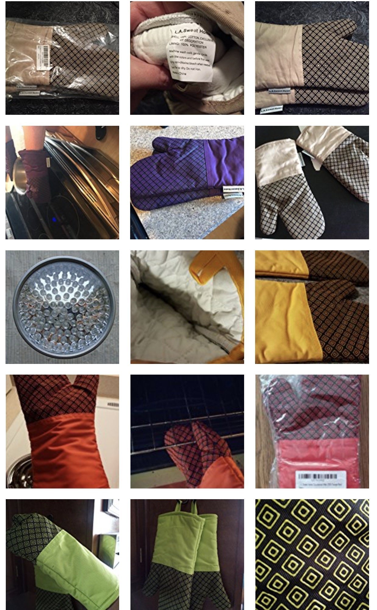 Silicone Oven Mitts Greek Key Pattern Heat Resistant Potholders Cooking Gloves Non-Slip Barbecue Gloves, Pot Holders,1 Pair LA Sweet Home(Khaki) by LA Sweet Home