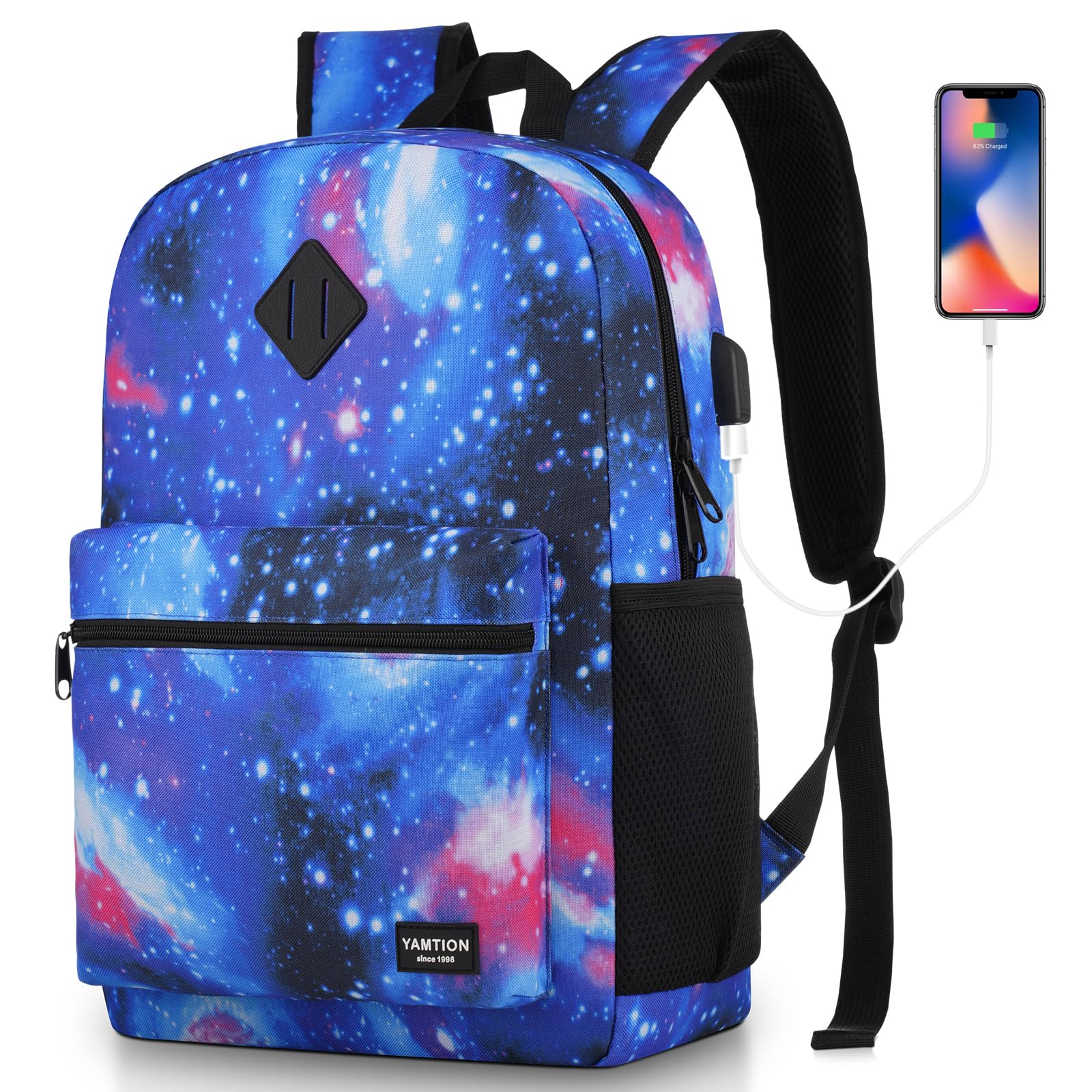 Photo 1 of YAMTION Unisex School Backpack,Casual Bookbag Adults and Teens Schoolbag with USB Port for High School College Office Work Travel