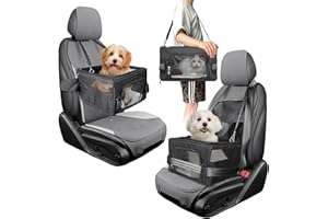 L&W BROS. Small Dog Car Seat for Small Dogs Under 20 Lbs Foldable Dog Booster Car Seat with Sturdy Metal Frame and Car Seat Belt Compatibility, Puppy Carrier Bag for Small Pets (Black)