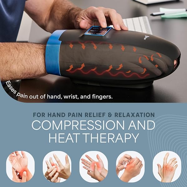 LIFEPRO LEGRA HAND MASSAGER WITH HEAT AND COMPRESSION – FINGER, WRIST, AND PALM MASSAGER WITH 5 MODES – PRESSURE POINT THERAPY FOR SENSITIVE HANDS, RELAXATION, AND COMFORT