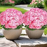 6 Bundles Artificial Flowers for Outdoors, Faux Geraniums Artificial Flowers Realistic, Faux Plants Outdoor UV Resistant for Garden Patio Porch Window Box Home Indoor Outdoor Decor (12, Pink)