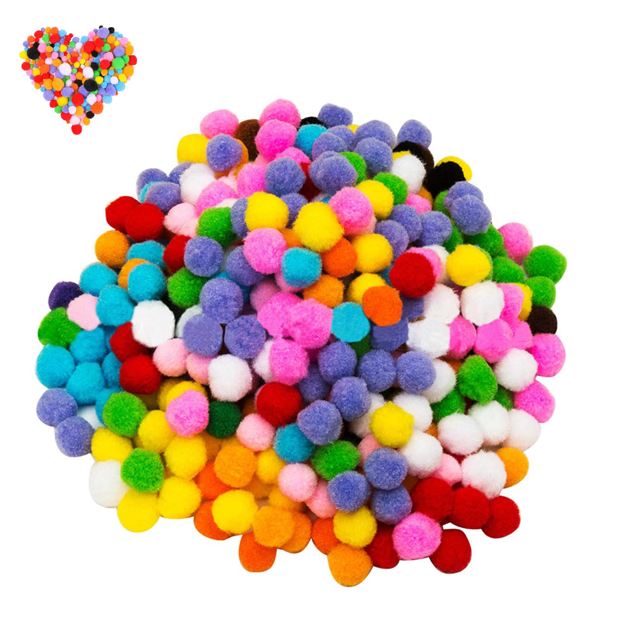 2000 Pieces 1cm Pom Poms Cheerleading Balls, Assorted Mixed Color Soft Flutty Mini Pom Poms for Crafts Making, Hobby Supplies and DIY Creative Crafts Decorations