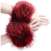 WATAME Women Faux Fur Wrist Cuffs Winter Short Fuzzy Arm Warmers Plush Fluffy Wristbandsr and Ankle Warmer