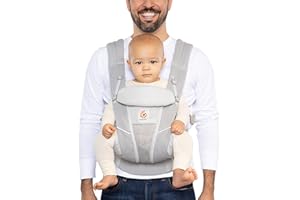 Ergobaby All Carry Positions Breathable Mesh Baby Carrier with Enhanced Lumbar Support & Airflow (7-45 Lb), Omni Breeze, Pearl Grey