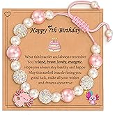 VULETO Happy 1-10 Year Old Birthday Bracelet Gifts for Girls Kids, Adjustable Charm Axolotl Pearl Bracelets as 1 2 3 4 5 6 7 8 9 10 Year Old Birthday Gifts for Her
