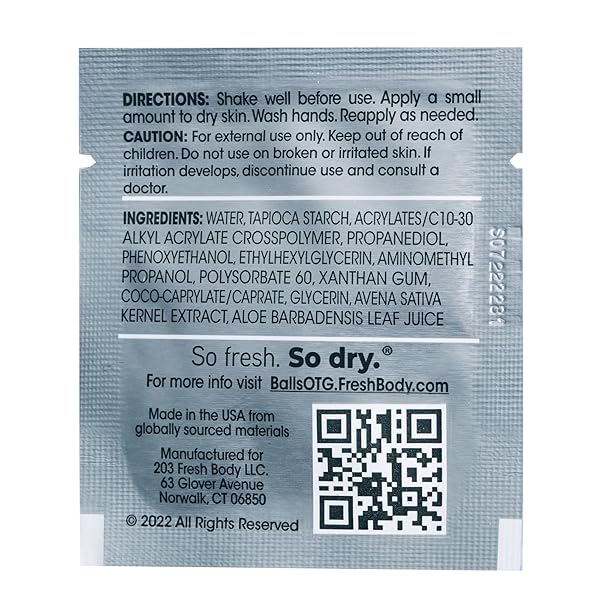 FRESH BODY FB FRESH BALLS ON-THE-GO ANTI CHAFING LOTION, 0.07 FL OZ TRAVEL SIZE PACKET (15 PACK) BALL DEODORANT FOR MEN AND SOOTHING CHAFING CREAM TO POWDER HYGIENE FOR GROIN AREA
