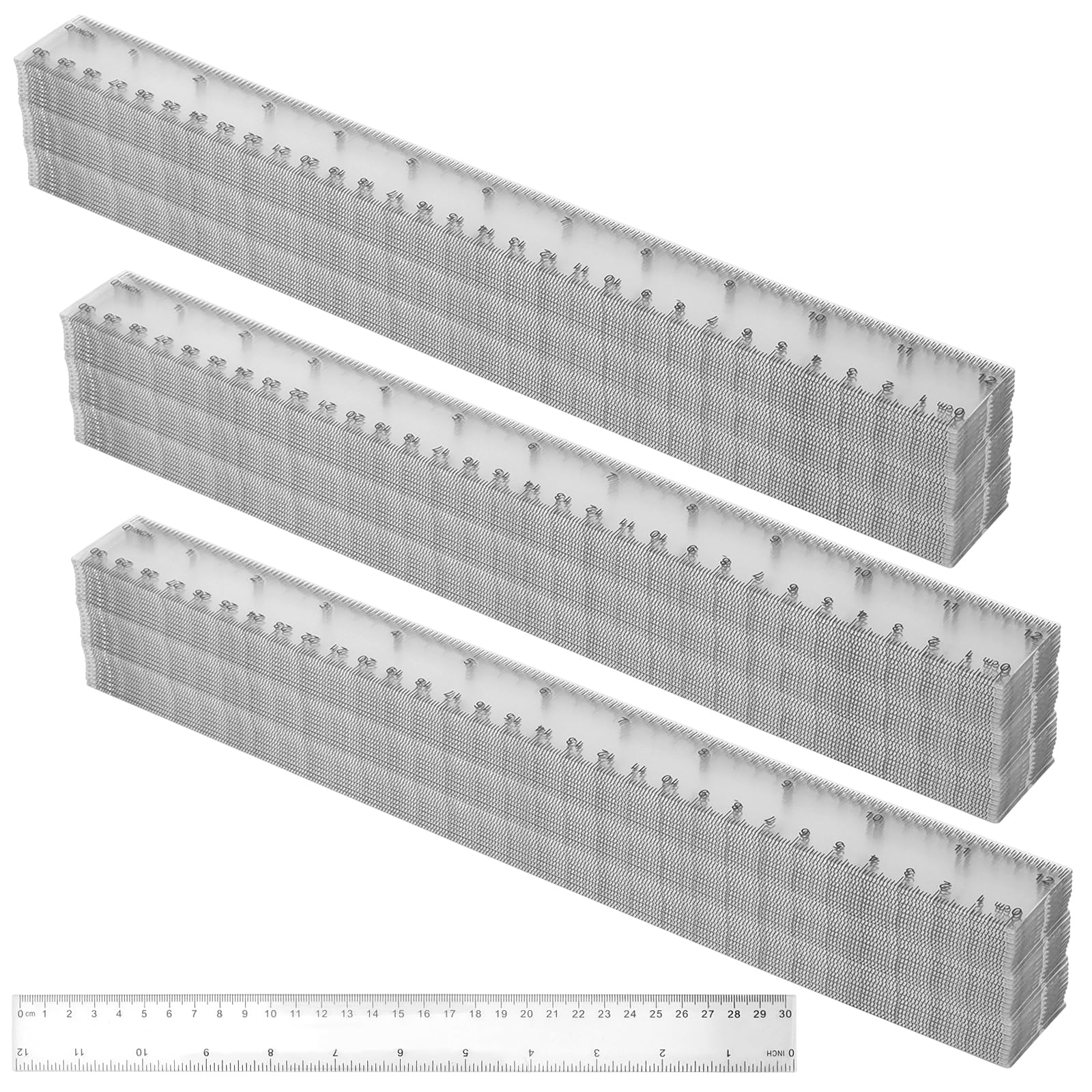 KEILEOHO 100 PCS 30cm Clear Plastic Ruler, 12 Inch Multipack Measuring Transparent Rulers for Office, Home