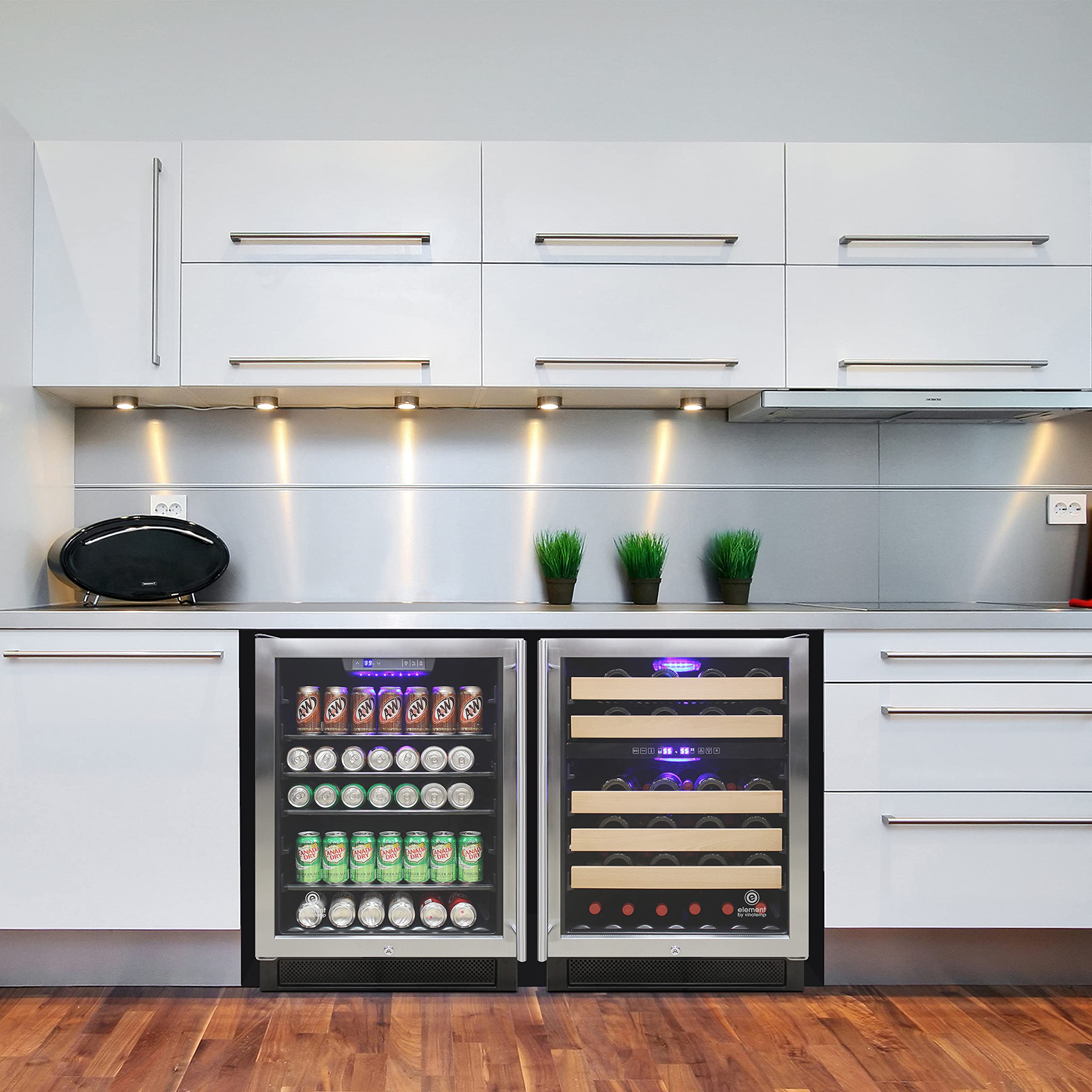 Vinotemp 46 Bottle Wine Cooler Refrigerator Freestanding or Built-in Wine Fridge with Dual Zone Temperature Control, Front Venting with Glass Door and Safety Lock, 46 Bottle, Black