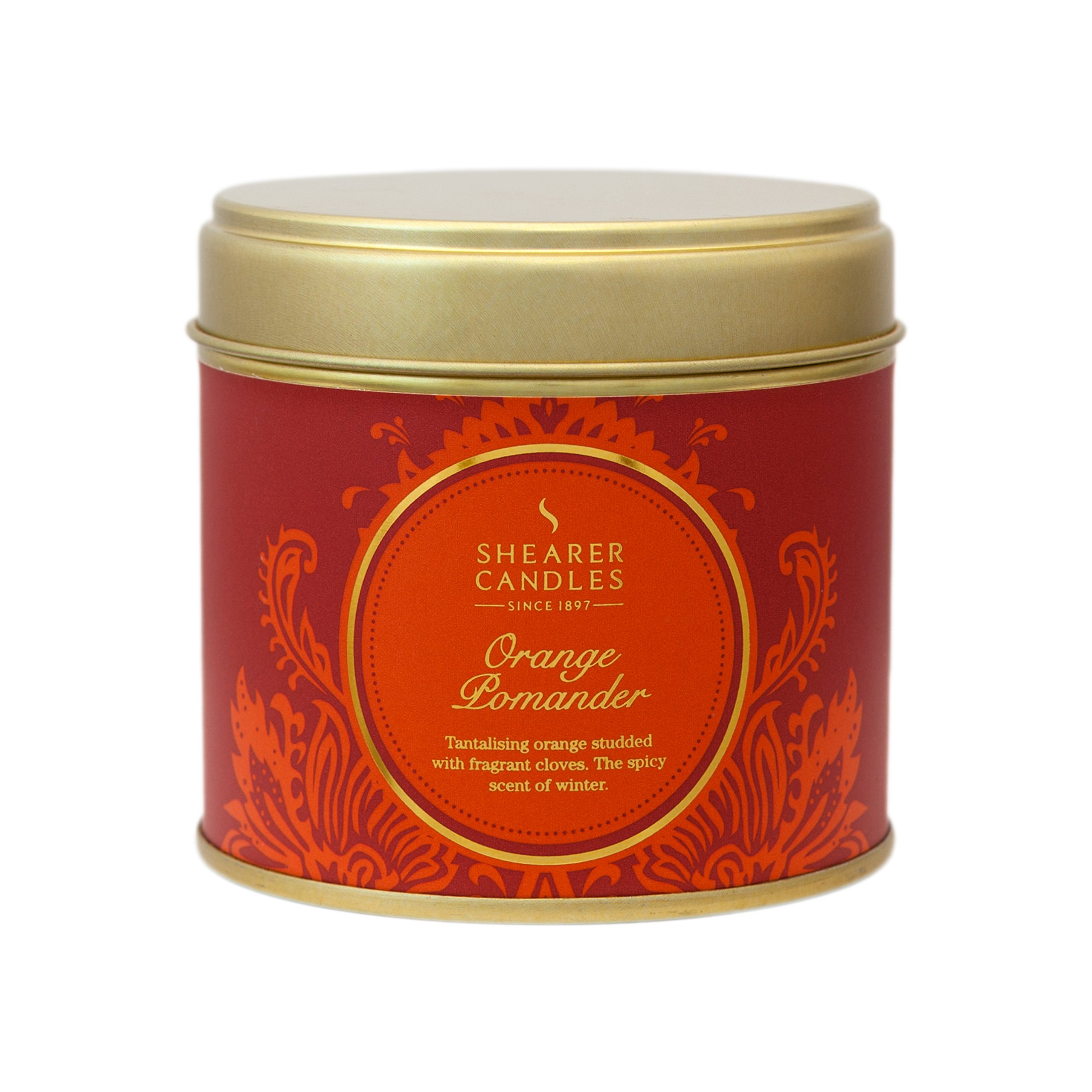 Shearer Candles Orange Pomander Large Scented Gold Tin Candle - Orange