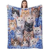 Decorative Cats Throw Blanket, Fuzzy Soft Cozy Flannel Blanket for Home Bed Sofa Couch, Cute Pets Design, 50x60 Inch