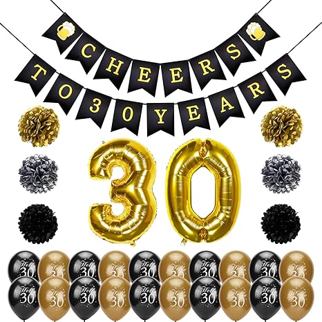 Konsait 30th Birthday Party Decorations Kit Cheers To 30th
