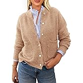 PRETTYGARDEN Women's Knit Cardigan Sweaters Casual Long Sleeve Open Front Button Up Ribbed Fall Spring Sweater Jackets