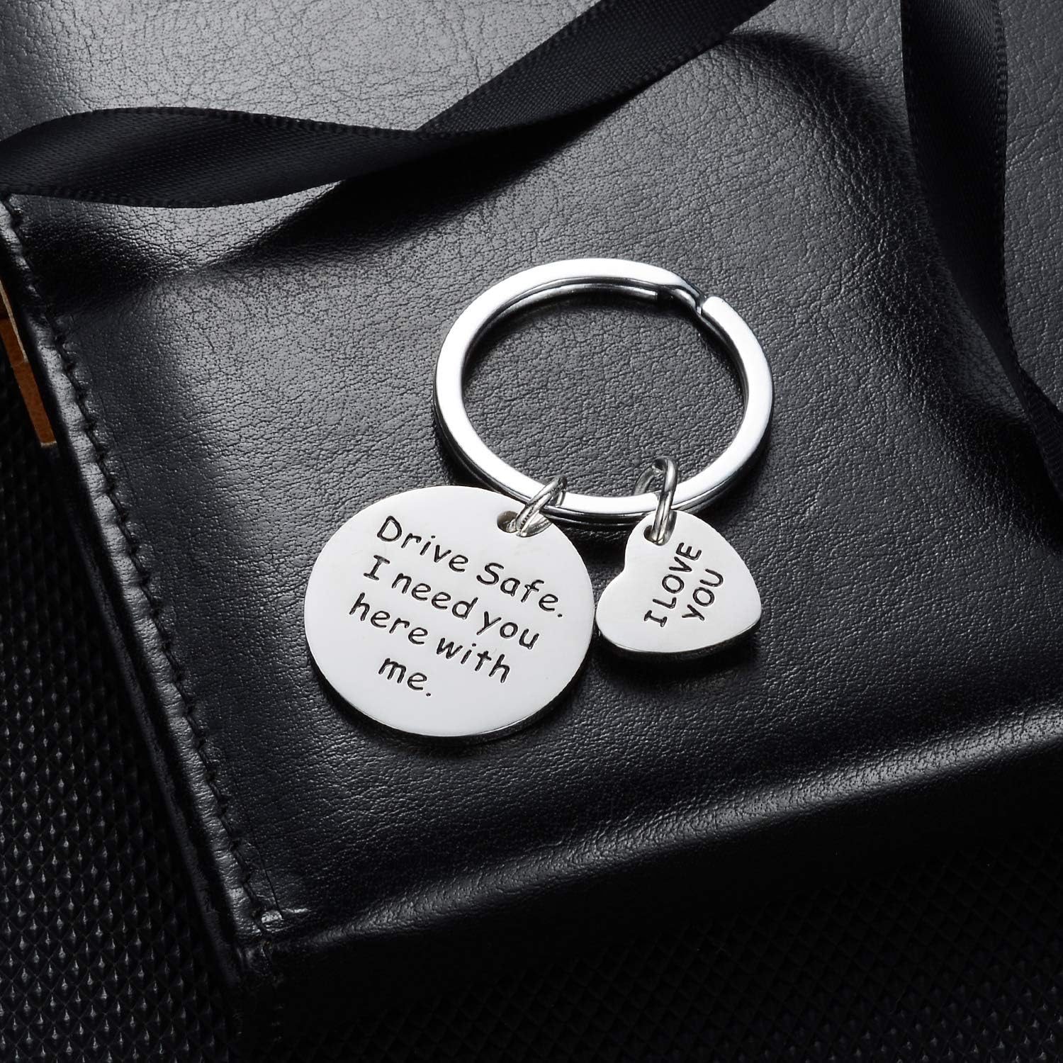 MADHAHEFU Drive Safe Keychain Husband Keyring Boyfriend Gifts Valentines Day Key Chain I Need You Here with Me Keychain Jewellery for Men (Drive Safe) - Image 3