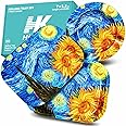 HiKeep Rolling Tray with PVC Soft Magnetic Lid - 7 x 5.5'', Ashtray - 5.8 x 5.8'' - Set of 3 (Sunflower)