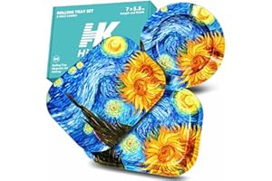 HiKeep Rolling Tray with Magnetic Lid, Ash Tray Outdoors, Outdoor Ashtray for Outside Patio, Ashtrays for Smokers Indoor, Home Table Decor, Cool Ashtrays for Cigarettes, Smoking Accessories - Set of 3