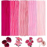 YONOVO Pink Pipe Cleaners for Crafts Flowers Bulk 500Pcs 8mm Thick 12 inches Long,Pipecleaners Chenille Stems Fuzzy Sticks Wi