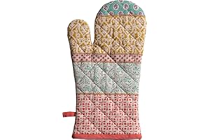 Maison d'Hermine Oven Gloves 100% Cotton Oven Mitt 7" x 13" with Loop Heat Resistant BBQ Cooking Gloves Baking Grilling Gifts