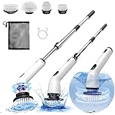 TUYU Electric Spin Scrubber, Full-Body IPX7 Waterproof Bathroom Scrubber,4 Replacement Head for Adjustable Extension Handle E