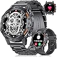 FOXBOX Smart Watch for Men Answer/Make Call for Android iOS, 400mAh Military Smartwatch Heart Rate Blood Oxygen Sleep Monitor Step Counter, 2 Straps,1.39" HD Waterproof Outdoor Smart Watches Black