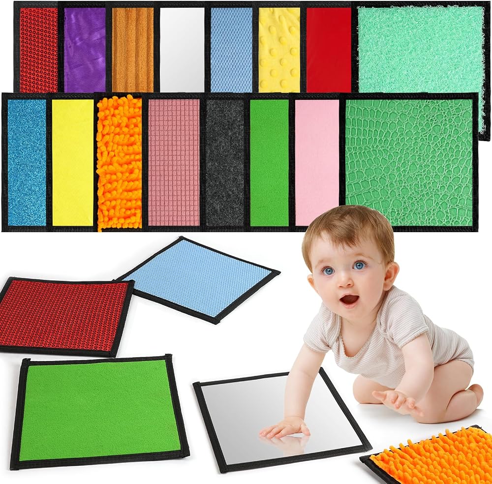 Vicloon Sensory Mats 16 PCS Tactile Tiles Square Fidget Autism Sensory Room