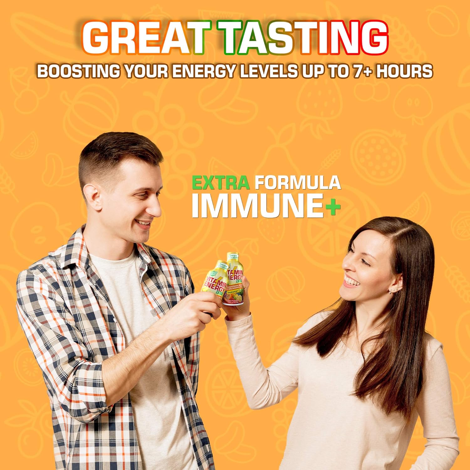 (12 Pack) VitaminEnergy™ Extra Immune+ Energy Shots, Last up to 7+ Hours. Citrus Energy Drink w/Vitamin Supplements Super Cocktail - Nutrients, Minerals, Herbs, Antioxidants Keto Drink, 1.93 fl oz ea: Health & Personal Care