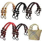 Yayatty Wooden Beaded Bag Handles, 10 Pcs 5 Colors Nylon Rope Straps for DIY Crochet Bag Making, U-Shape, 18.5 Inch