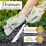HANDLANDY Women Gardening Gloves Leather Breathable Small White view 2