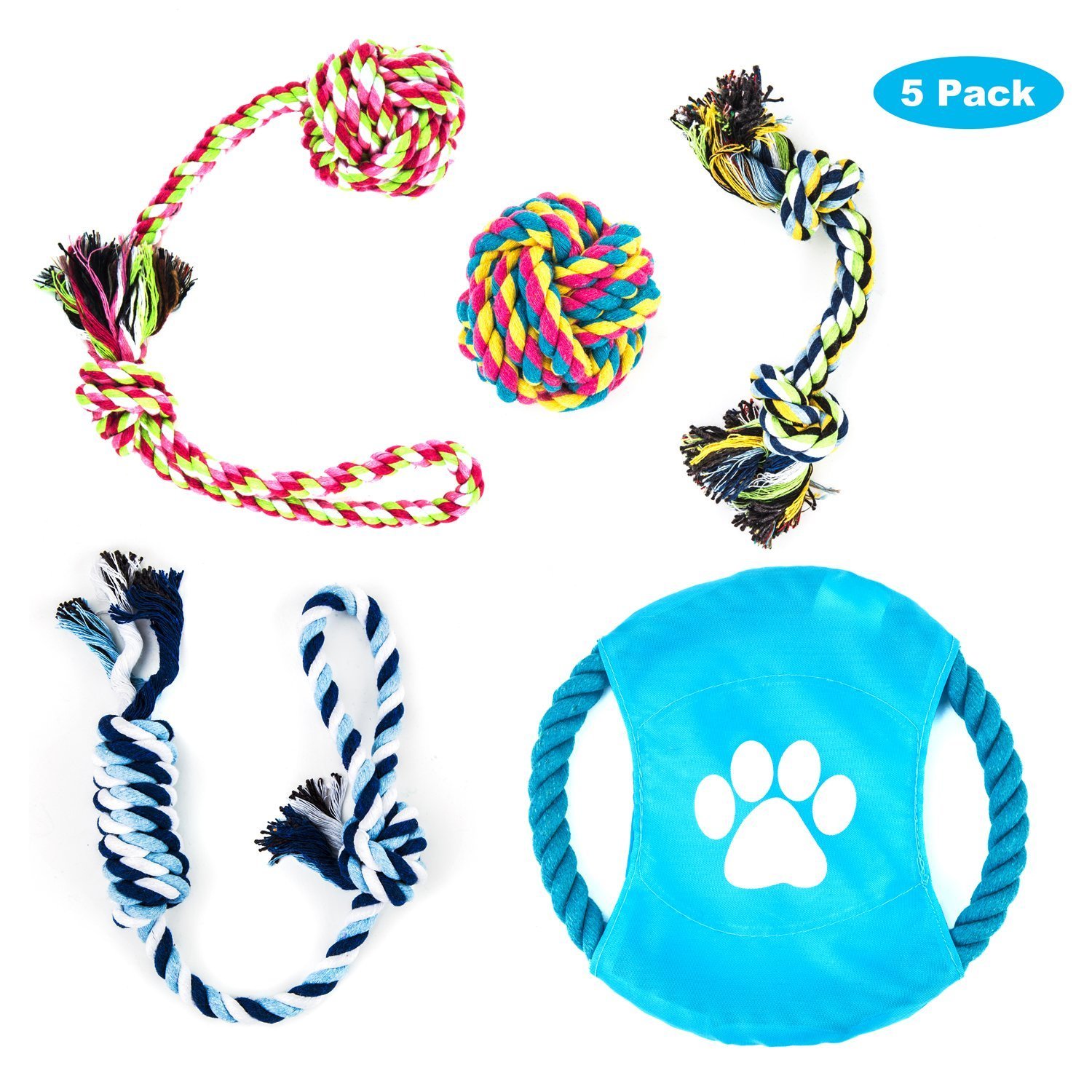 Chien Corde jouet pour les petites et moyennes Chiens Overfly Chien Chiot de dentition jouet à mâcher en corde (lot de 5)