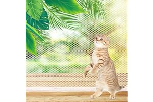 TOYMIS Cat Balcony Net, 16.4x2.6 Feet Mesh Cat Fence Preventing from Falling Mesh Balcony Screen Banister Guards for Pets Baby (White)