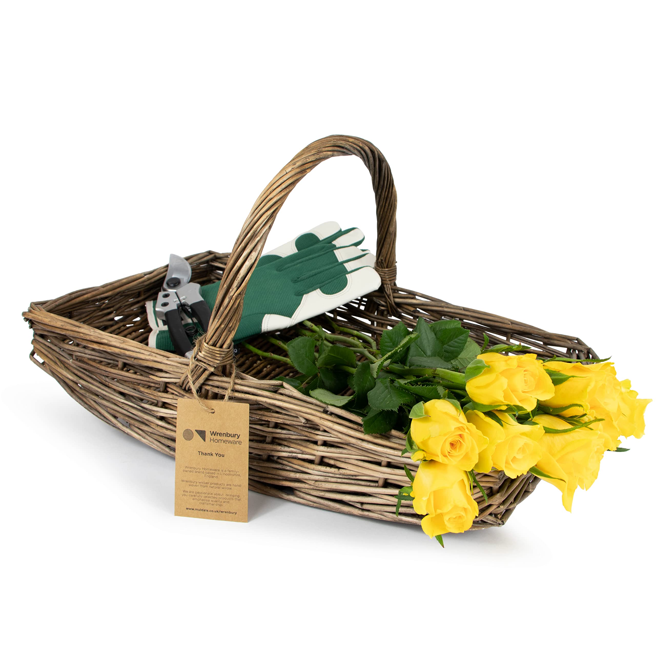 Willow Garden Wicker Basket Veg Trug in Medium - Traditional Garden Tools Plant Flowers Carry - Garden Trug Basket - Gardening Vegetable Carrier