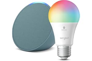 Echo Pop | Midnight Teal with Sengled Smart Color Bulb | Alexa smart home starter kit