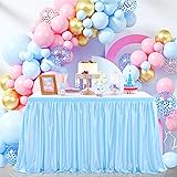 QueenDream 9ft Blue Table Skirts for Rectangle