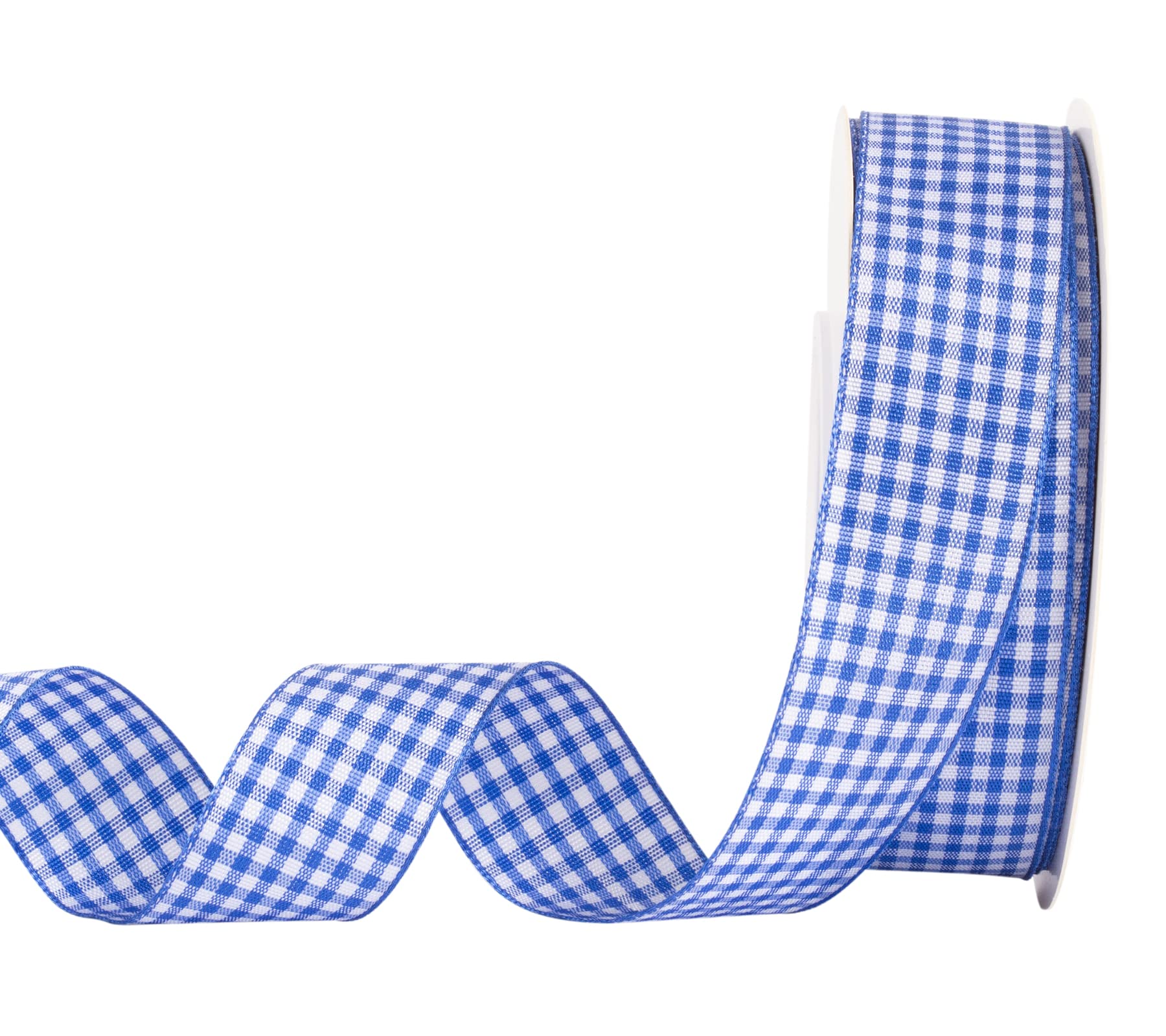 AVANAVA Gingham Ribbon 25mm Plaid Polyester Check Woven Ribbon for Crafts, Gifting and Wedding (22 Meters-Roll, Royal) — image 1