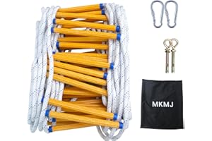 MKMJ Rope Ladder,59.1FT Fire Escape 4 Story,Flame Retardant Safety Rope with Hooks, Emergency Deploys Quickly,is Portable and Reusable, Fire Escape Ladder Tested to 2000lbs.