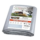 Tarps Heavy Duty Waterproof 8x14ft,Silver Plastic