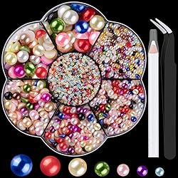 Nail Art Flat Back Half Round Pearl Kits 14, 1 Box