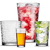 POPLASS Biscayne 24-Piece Family Drinking Glasses Set - Drinking Glassware Set with Highball Cooler, DOF (Double Old Fashioned), Juice Glasses and Shot Glasses - 6 Each