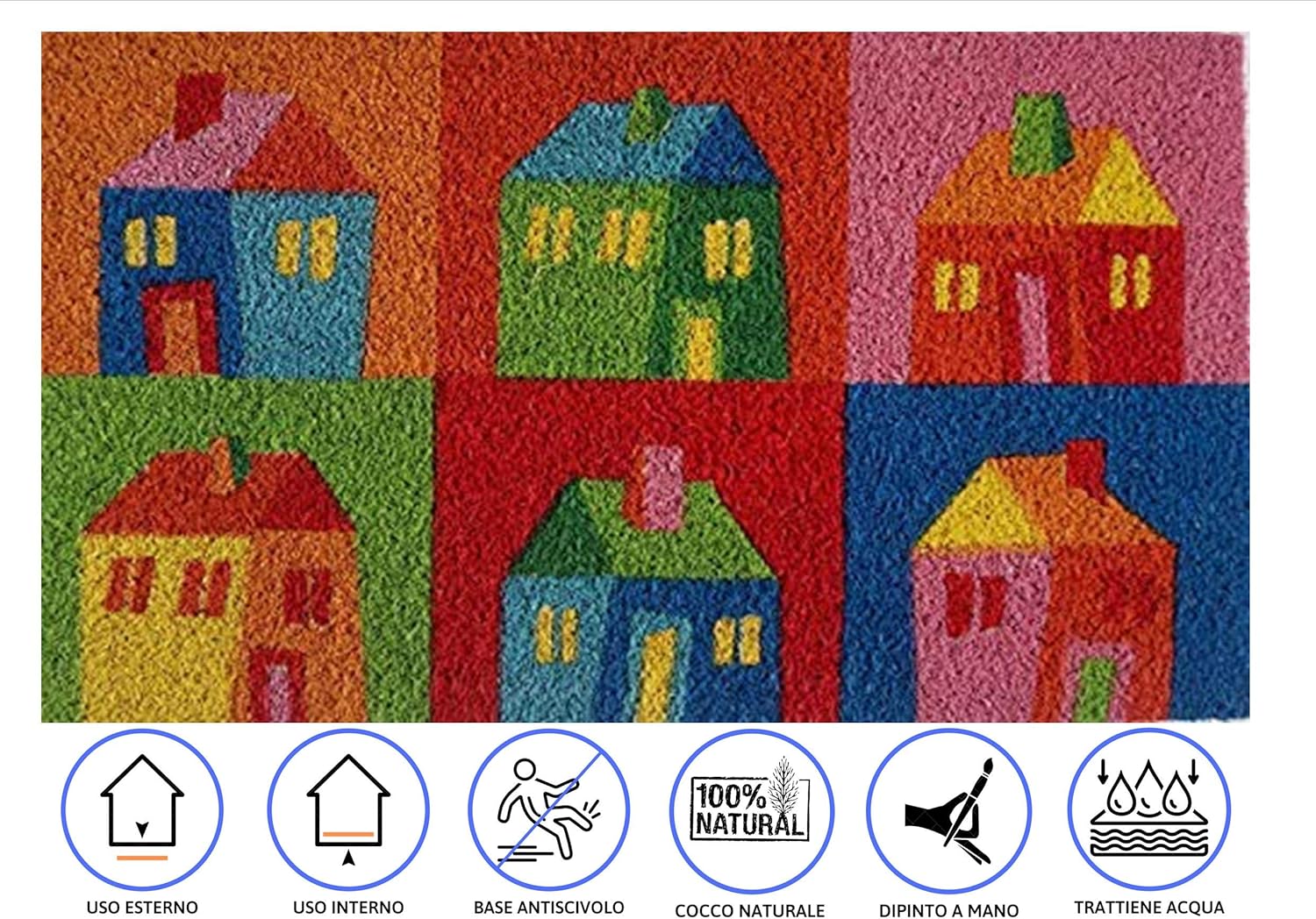 Andiamo Zerbino Rigoletto In Gomma Antiscivolo - 25x75 Cm, Nero, Resistente Alle Intemperie Per Esterno